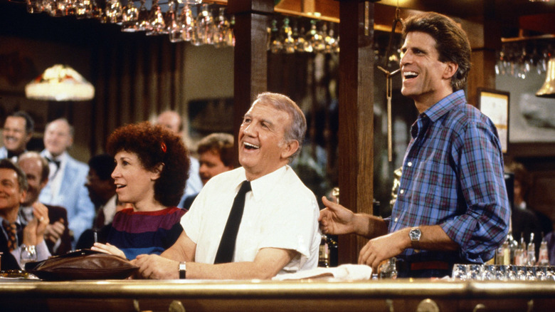 Carla, Coach and Sam get in a good laugh in "Cheers"
