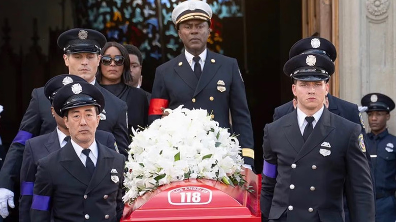 Bobby's funeral in "9-1-1" (2025)