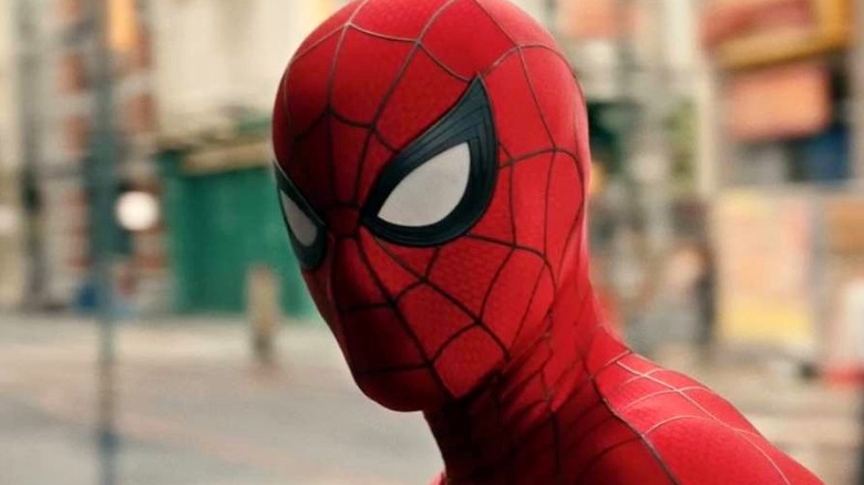 Spider-Man on the sidewalk in 