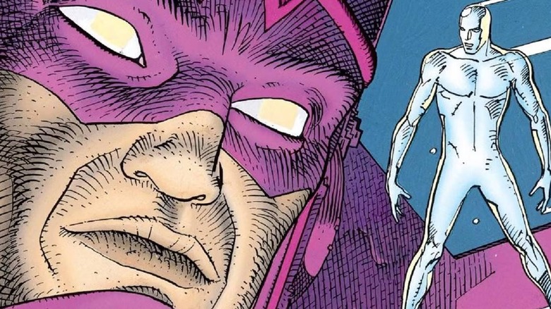 Galactus looks at Silver Surfer in "Silver Surfer" #2 (1988)