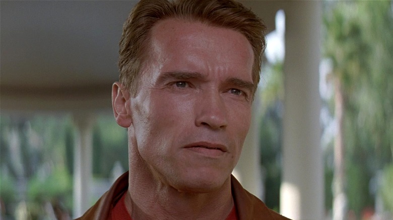 Detective Jack Slater frowning slightly in Last Action Hero (1993)