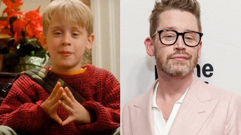 Kevin smiling in "Home Alone" and Macaulay Culkin attending a "John Candy: I Like Me" screening in Hollywood in 2025.