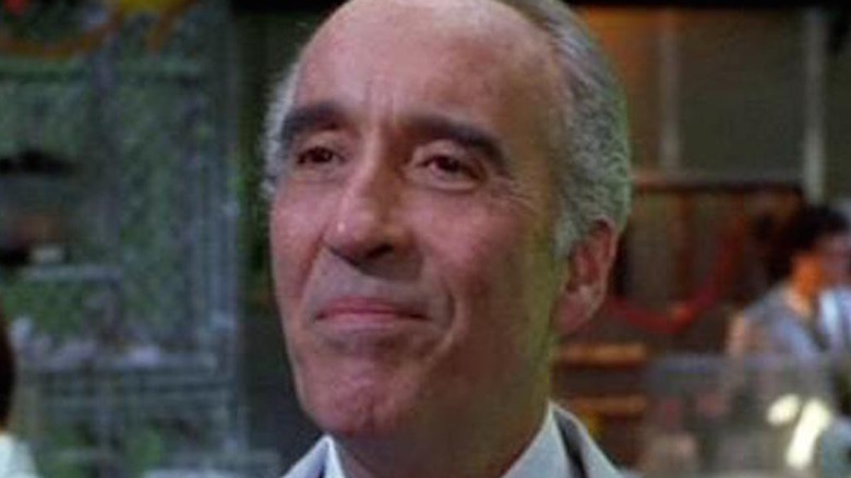 Christopher Lee smiling in Gremlins 2