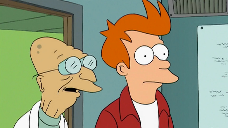 Professor Hubert J. Farnsworth speaking to Philip J. Fry in Futurama