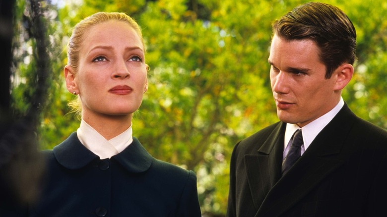 Vincent watches Irene staring upward in "Gattaca" (1997)