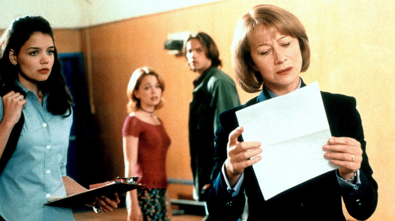 The teens eyeball Mrs. Tingle in "Teaching Mrs. Tingle"