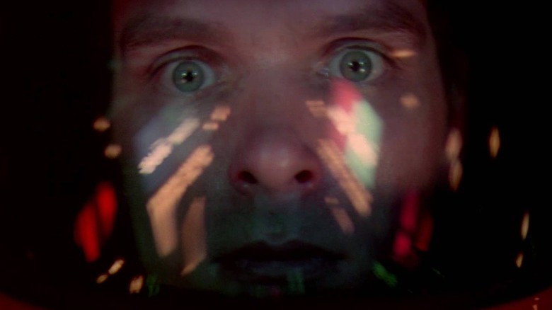 Kier Dullea as Dr. David Bowman, looking into the wormhole in 2001: A Space Odyssey