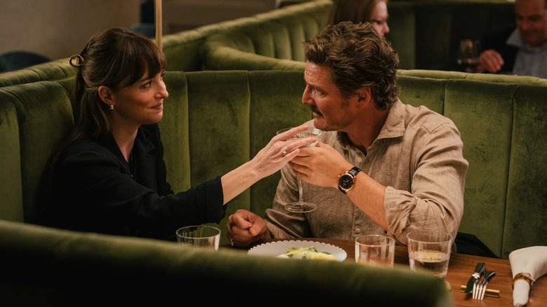 Lucy and Harry on a date drinking martinis in Materialists