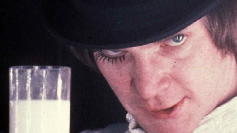 Malcolm McDowell drinks milk