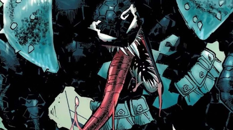 Ben Grimm becoming Venom with tongue sticking out