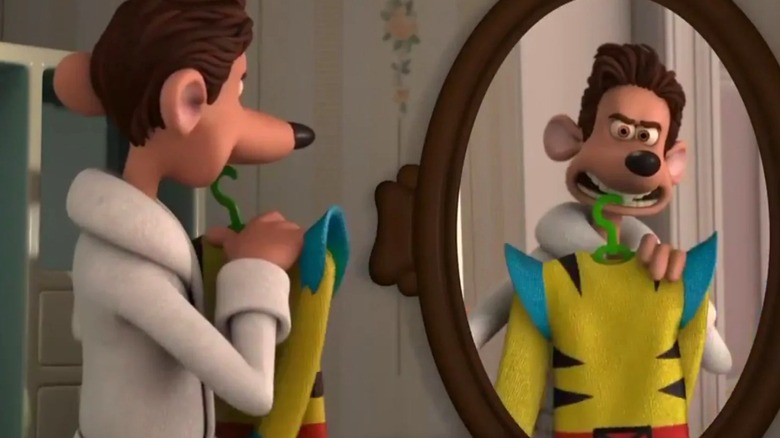 Roddy looking in a mirror