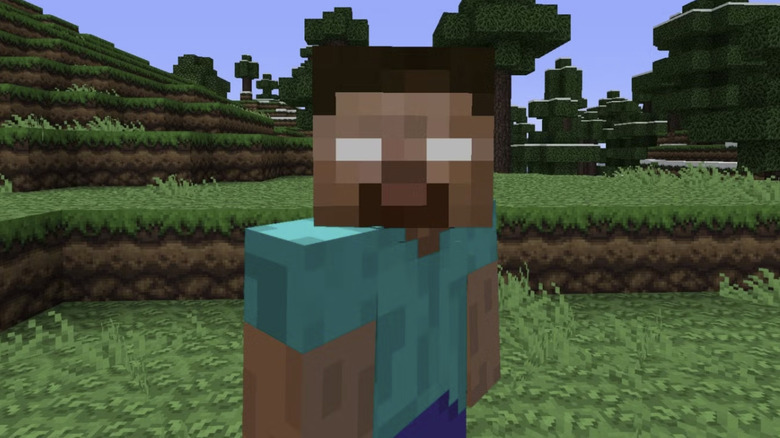 Herobrine stares menacingly in Minecraft