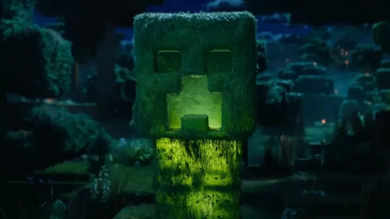 A Creeper lights up in A Minecraft Movie (2025)