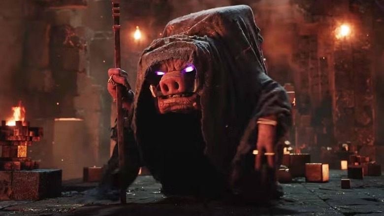 Malgosha holding a staff in A Minecraft Movie