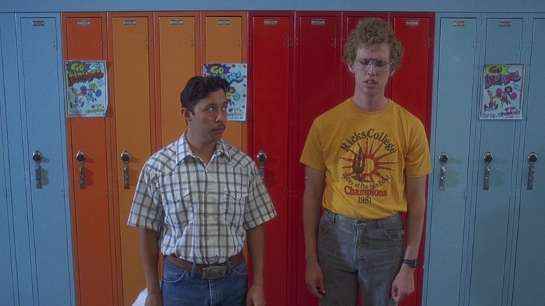 Napoleon and Pedro stand in front of their lockers in "Napoleon Dynamite" (2004)