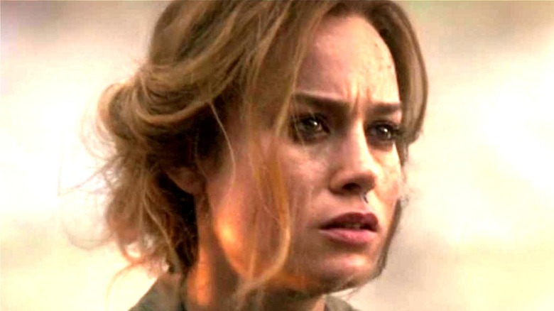Brie Larson with messy updoinn 'Captain Marvel'