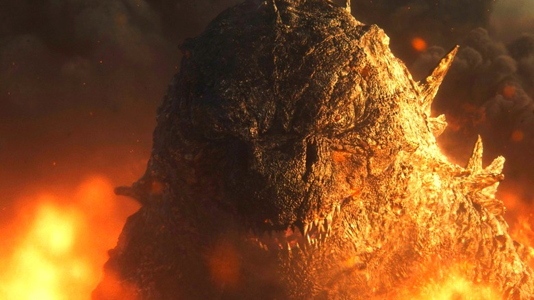 Godzilla surrounded by fire