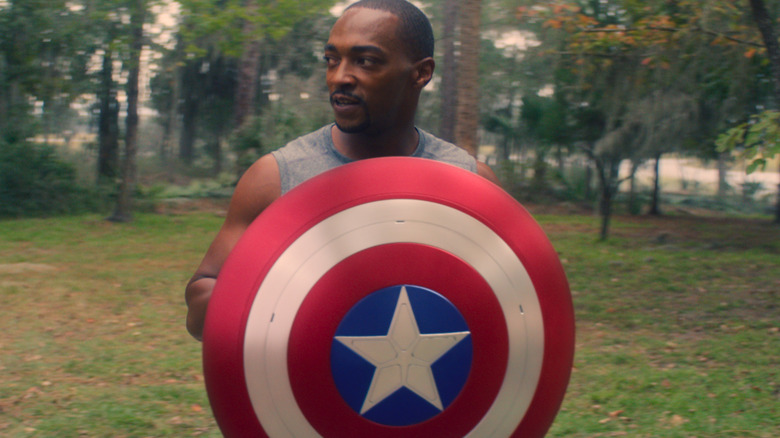 Sam Wilson holding shield