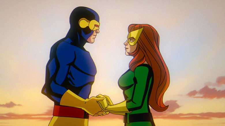 Cyclops Jean Grey holding hands