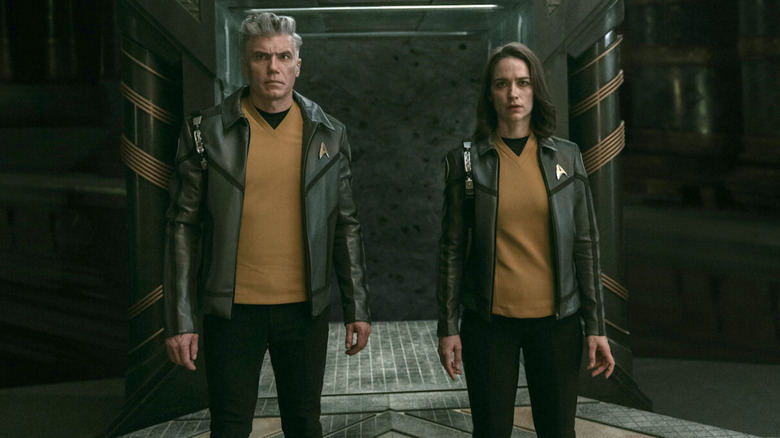 Pike and Batel enter an ancient chamber in Star Trek: Strange New Worlds