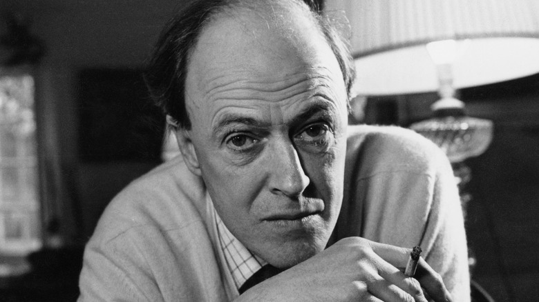 Roald Dahl smoking a cigarette