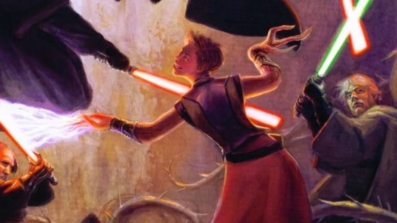 Abeloth fighting jedi and sith after taking the form of Callista Ming