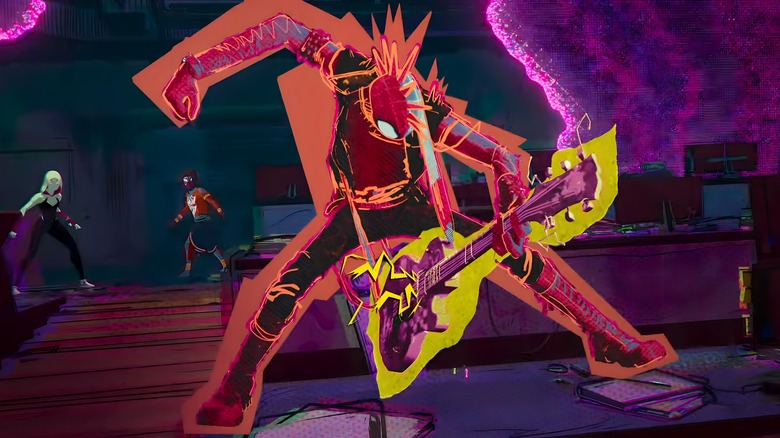 Spider-Punk with his guitar