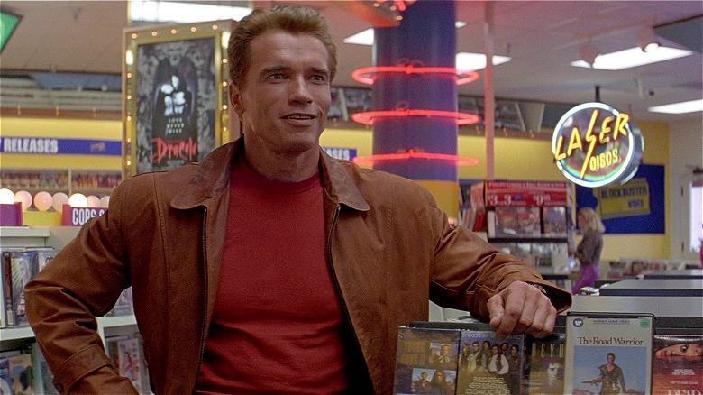 Detective Jack Slater in a movie store