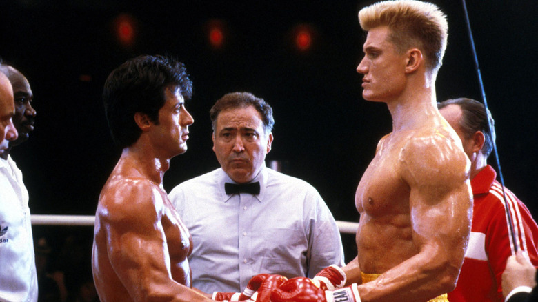 Sylvester Stallone and Dolph Lundgren in Rocky IV (1985)