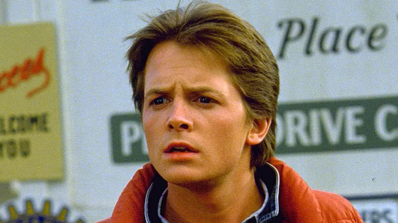 Marty McFly staring in awe at time machine car