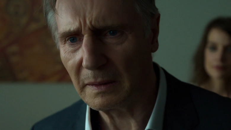 Liam Neeson looking perturbed