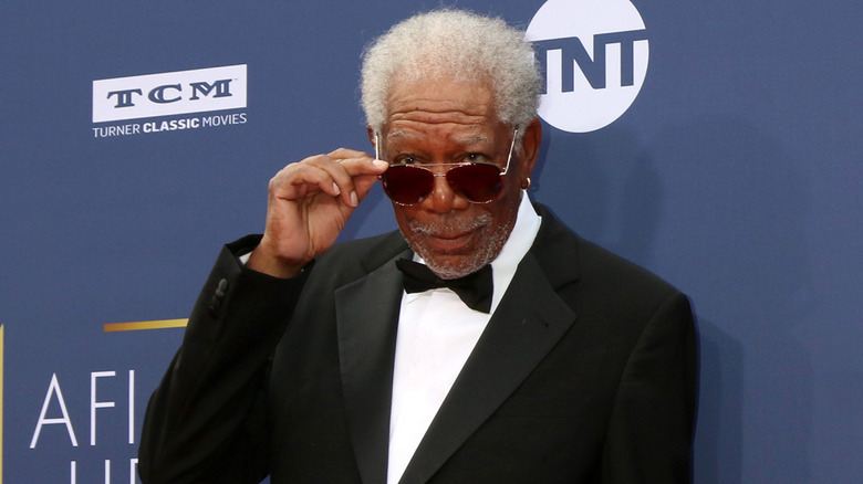 Morgan Freeman wearing sunglasses