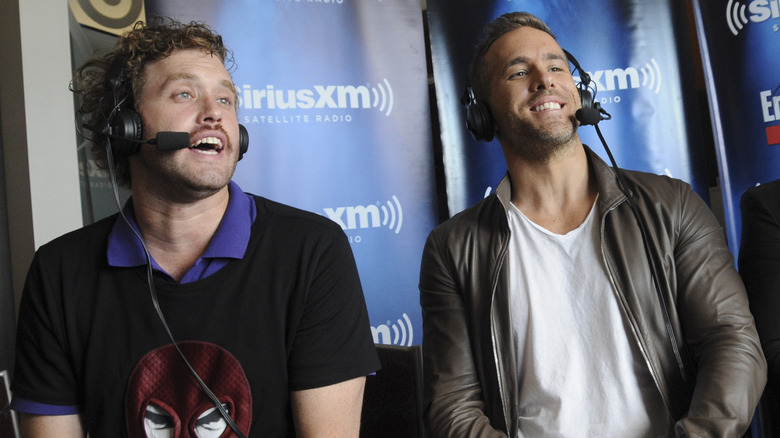 Ryan Reynolds and T.J. Miller laughing