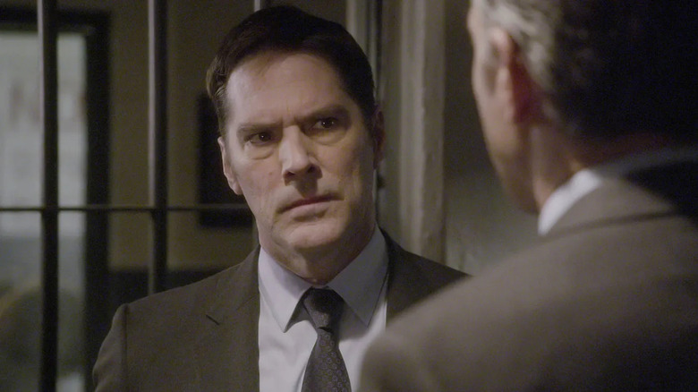 Aaron Hotchner looking stern on Criminal Minds