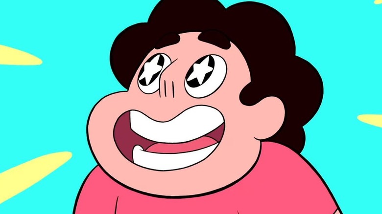 Steven smiling with star eyes 