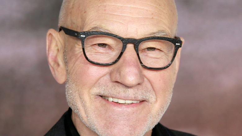 Patrick Stewart smiling at press event