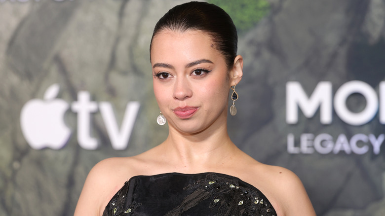 Amber Midthunder smiling at the world premiere of Apple TV's "Monarch: Legacy of Monsters" Season 2