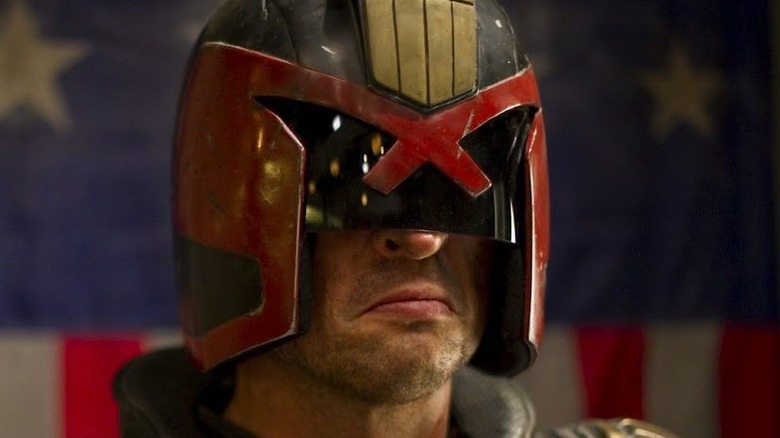 Judge Dredd scowls