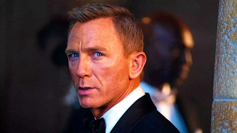 James Bond wearing a tuxedo in 
