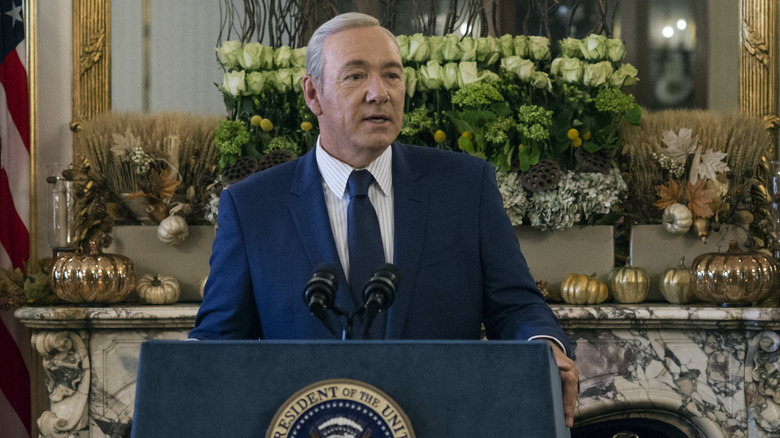 President Underwood speaks to the press