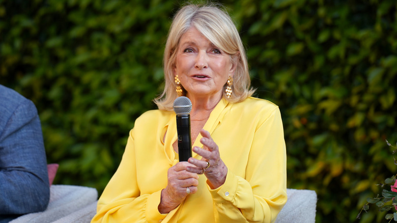 Martha Stewart speaking into microphone