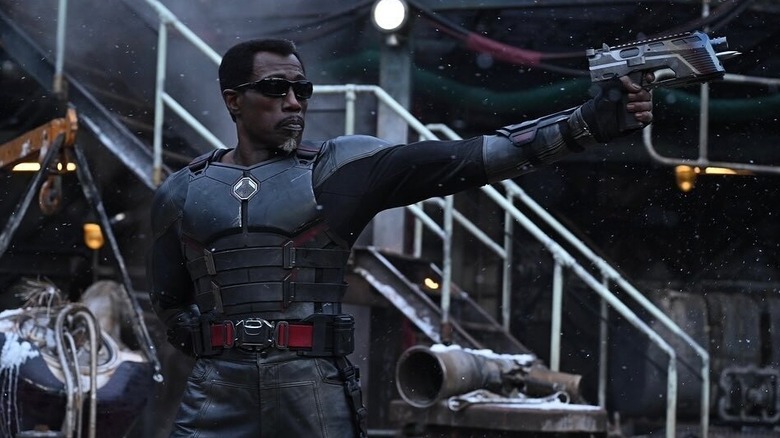 Blade aiming gun in Deadpool & Wolverine