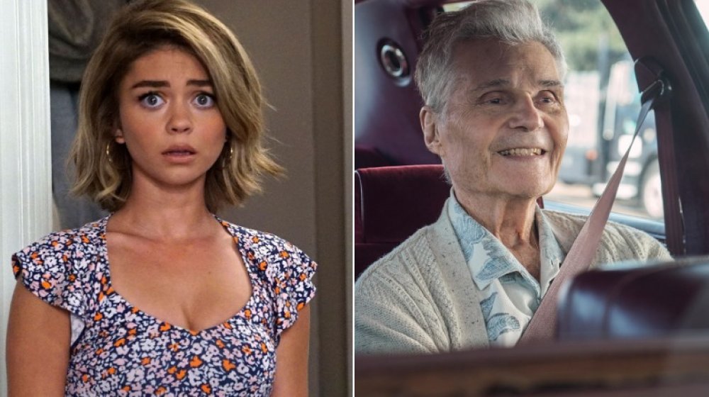 Split image of Sarah Hyland and Fred Willard