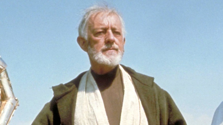 Obi-Wan Kenobi stands against a blue sky in "Star Wars: Episode IV -- A New Hope" (1977)