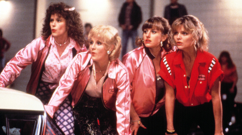 Stephanie and friends watch developments unfold in "Grease 2" (1982)