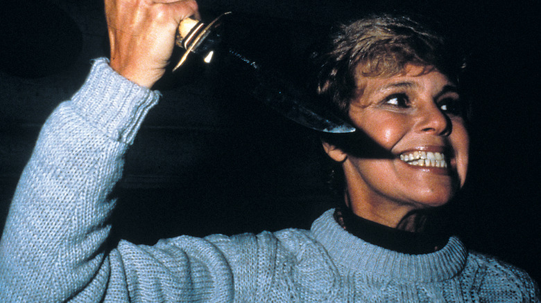 Pamela Voorhees swings a huge knife in Friday the 13th (1980)