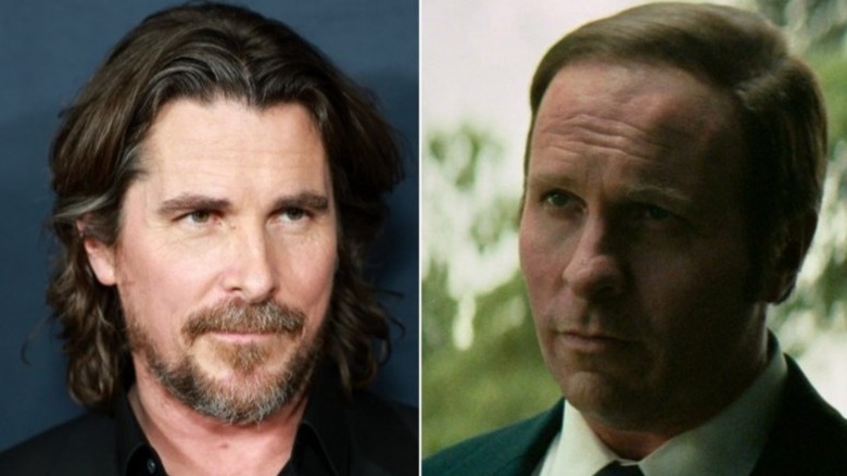 Christian Bale looks into distance