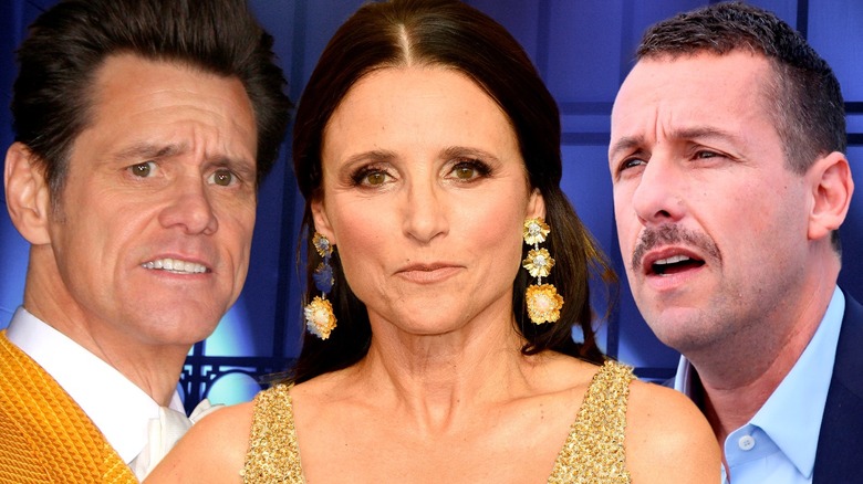 Jim Carrey, Julia Louis-Dreyfuss, and Adam Sandler