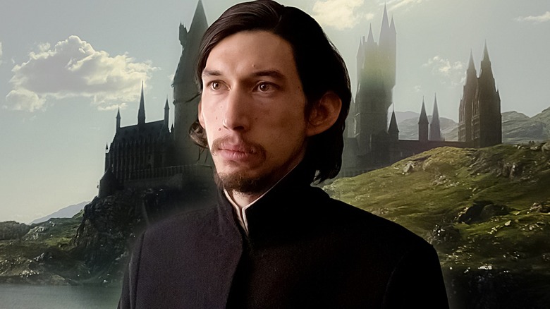 Adam Driver Hogwarts background composite