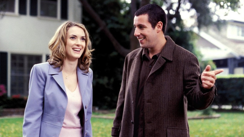 Winona Ryder and Adam Sandler laughing